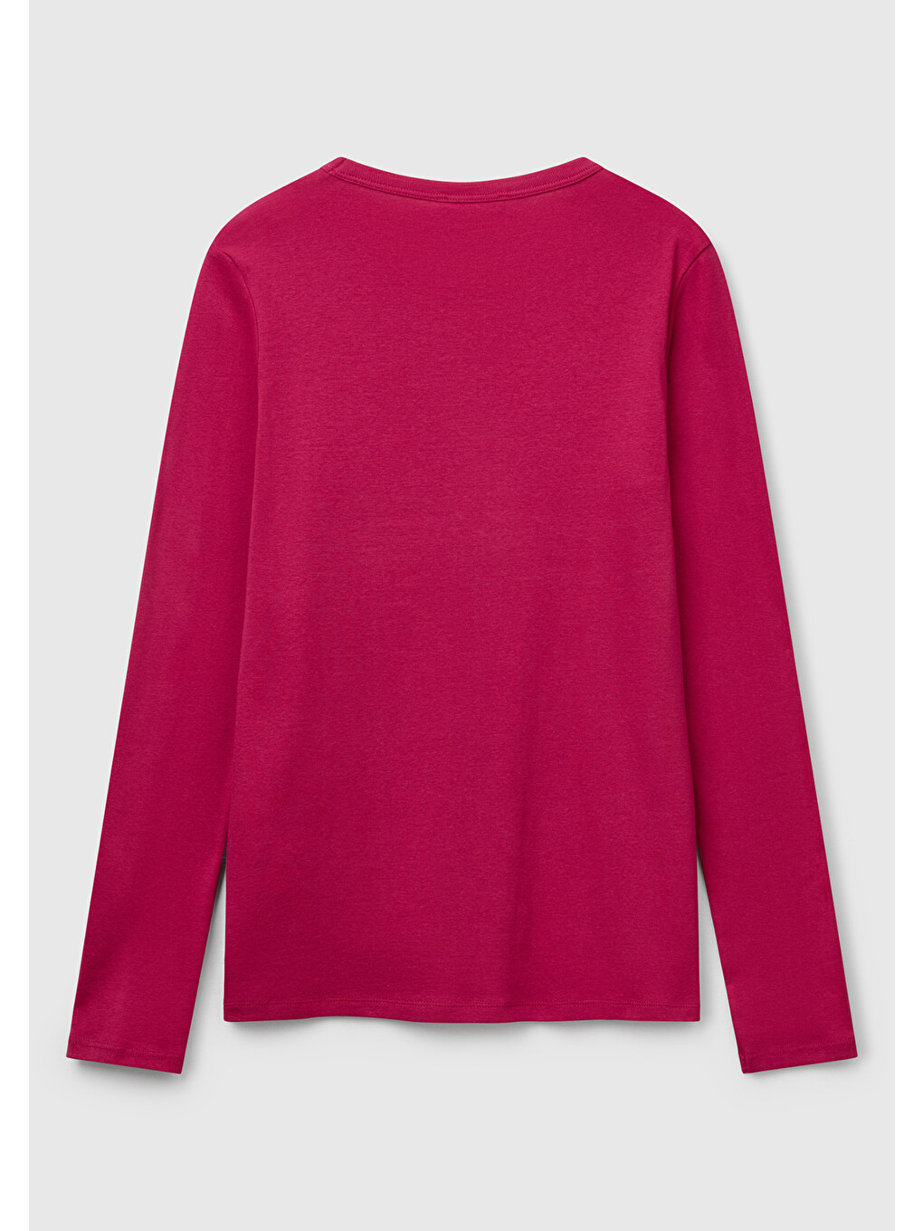 Kadın Fuşya Basic Bisiklet Yaka Uzun Kollu T-shirt-3