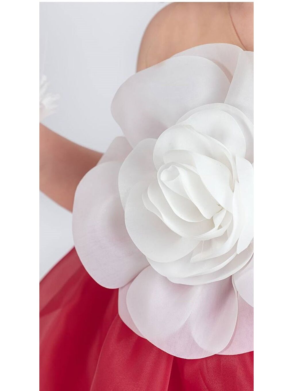 Kırmızı Karolin Robası Çiçekli Bilekli Aksesuarlı Kız Çocuk Abiye Elbise M00724-7