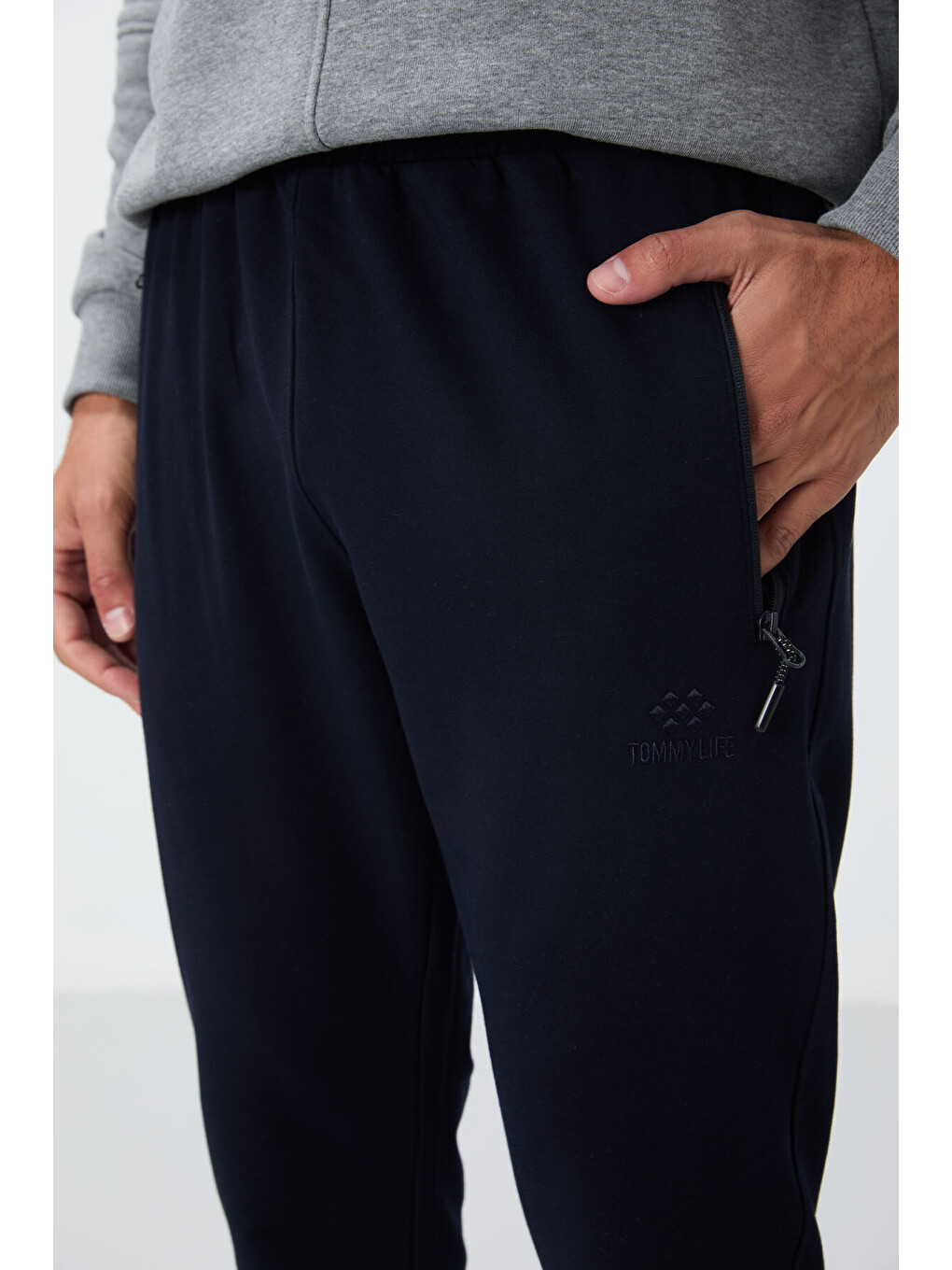Lacivert Fermuar Cepli Standart Kalıp Erkek Jogger Eşofman Altı- 84651-3