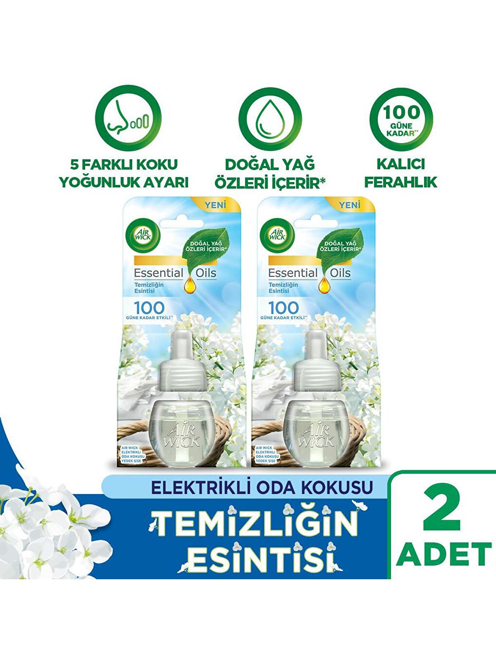 Air Wick Renksiz Elektrikli Oda Kokusu Yedek Temizliğin Esintisi x 2