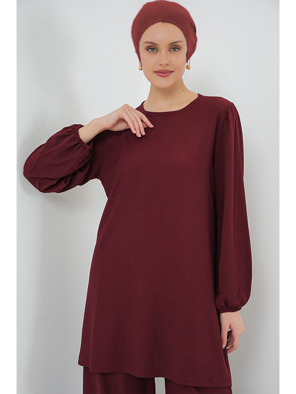 Kadın Tunik Pantolon Alt Üst Takım 6663 - Bordo-2