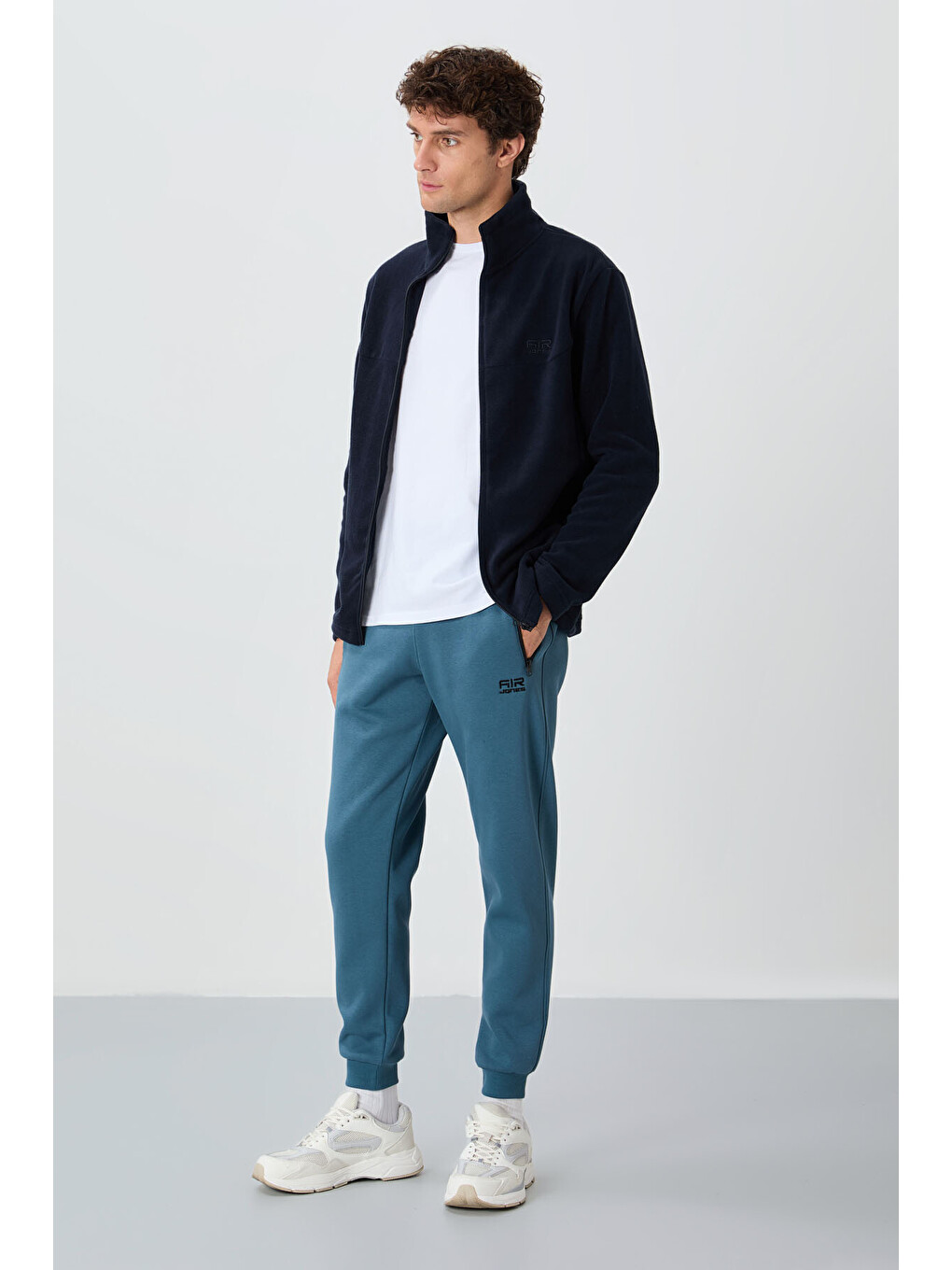 Hardy Lacivert Standart Kalıp Polar Erkek Fermuarlı Sweatshirt Hırka - 88299-1