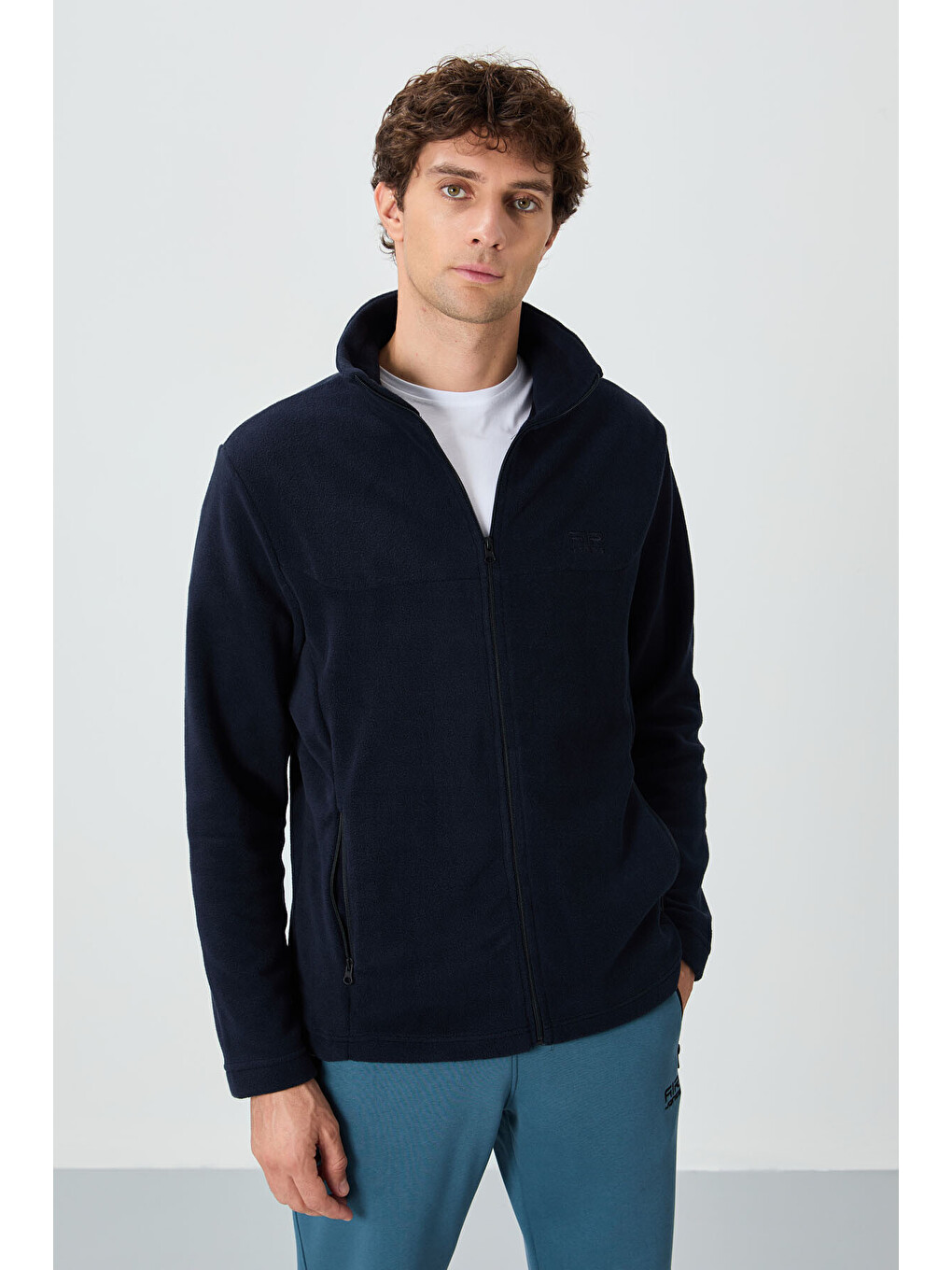 Hardy Lacivert Standart Kalıp Polar Erkek Fermuarlı Sweatshirt Hırka - 88299-3