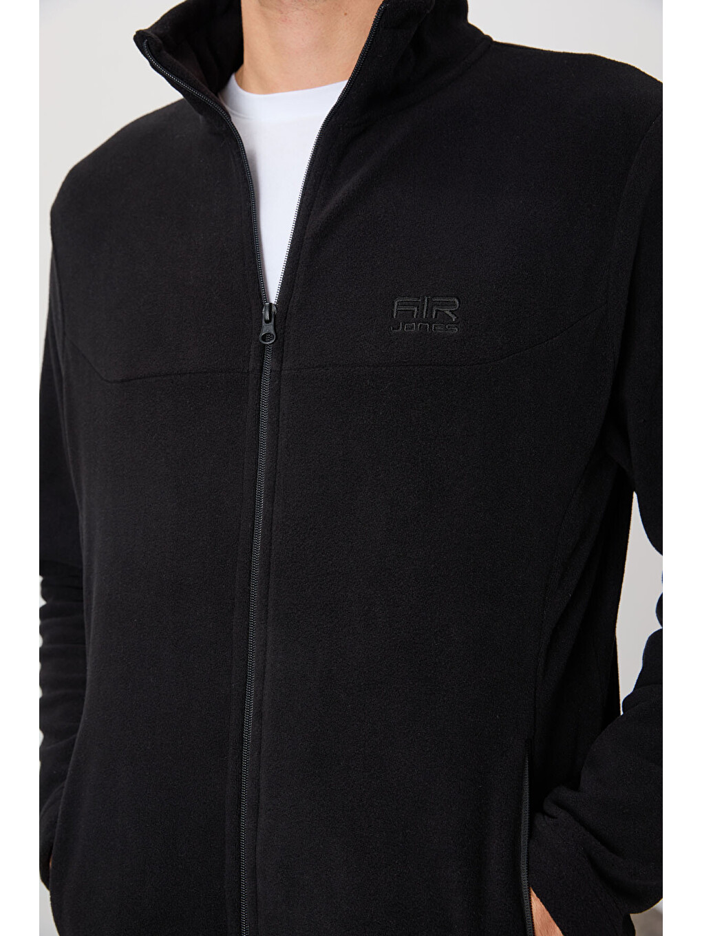 Hardy Siyah Standart Kalıp Polar Erkek Fermuarlı Sweatshirt Hırka - 88299-1