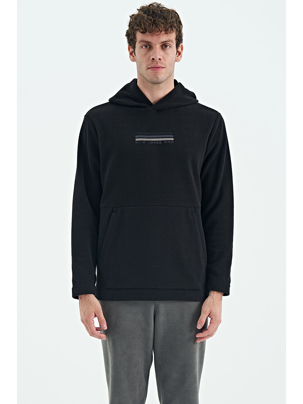 Hern Siyah  Polar Erkek Kapüşonlu Sweatshirt Hoodie - 88301