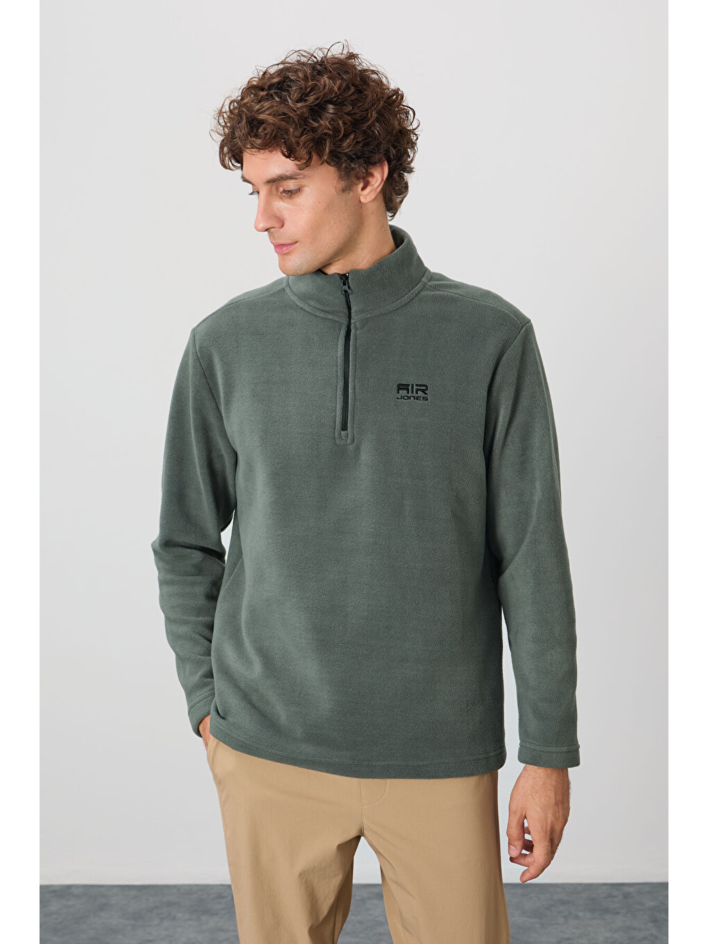 Yeşil River Çağla Dik Yaka Erkek Polar Sweatshirt - 88310