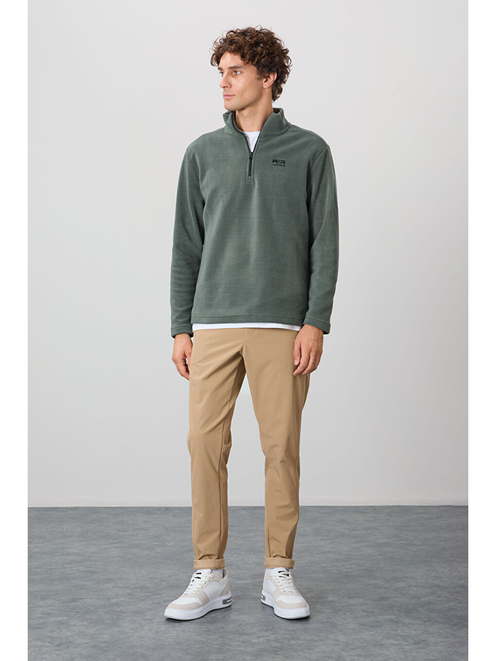 Yeşil River Çağla Dik Yaka Erkek Polar Sweatshirt - 88310-4