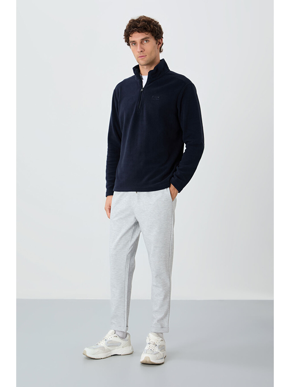River Lacivert Dik Yaka Erkek Polar Sweatshirt - 88310-1