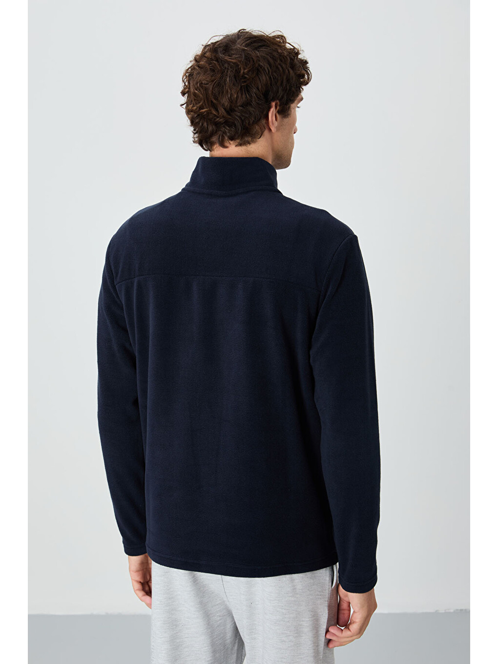 River Lacivert Dik Yaka Erkek Polar Sweatshirt - 88310-4