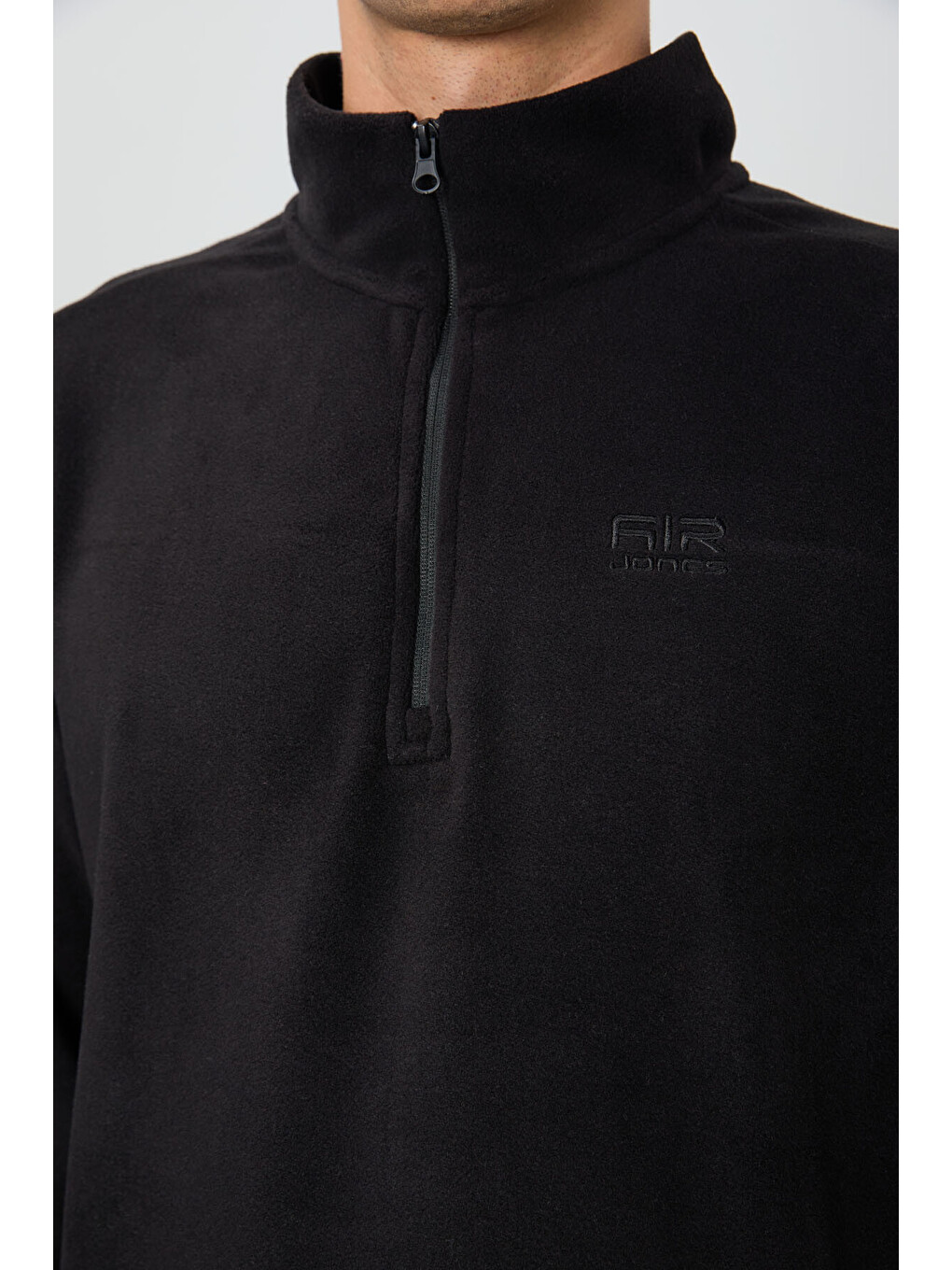 River Siyah Dik Yaka Erkek Polar Sweatshirt - 88310-2