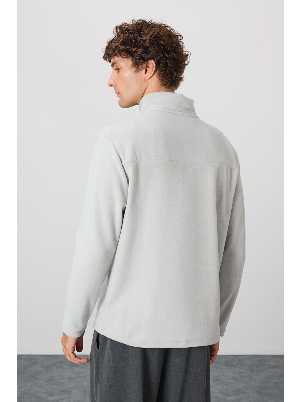 Bej River Taş Dik Yaka Erkek Polar Sweatshirt - 88310-4