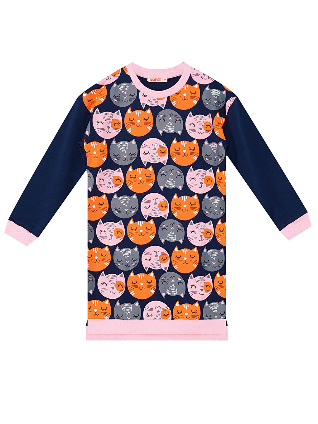 Karışık Kediler Kız Çocuk Elbise-5