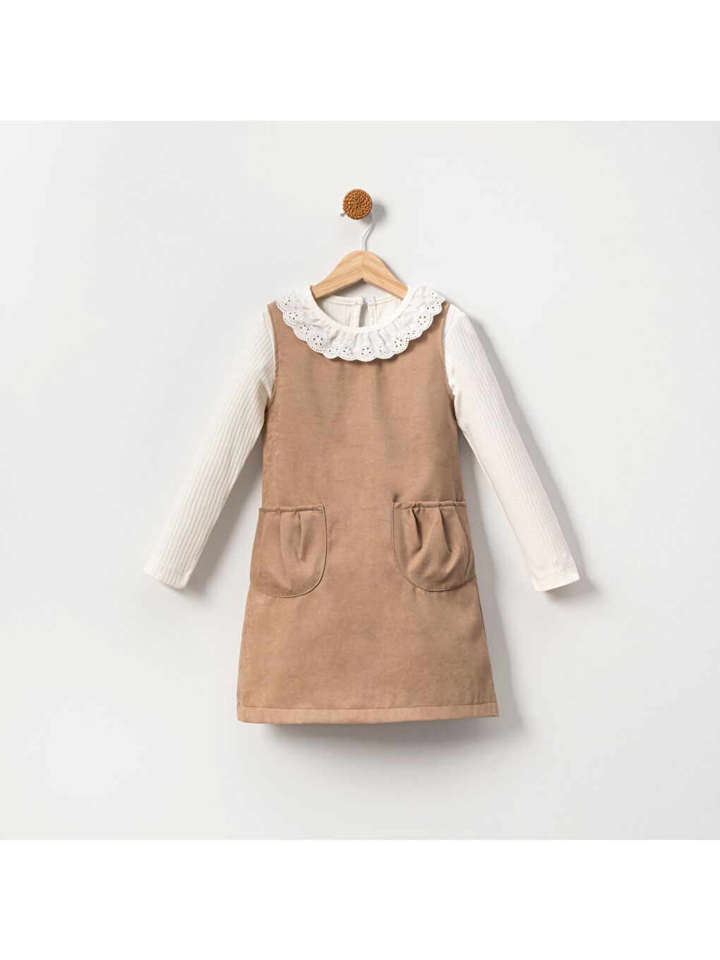 Bej Süet Cepli Kız Çocuk Takım MNK2144