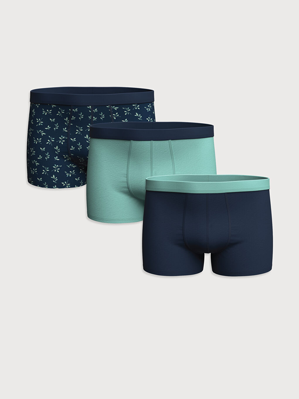 Lacivert Standart Kalıp Pamuklu Esnek Erkek Boxer 3'lü