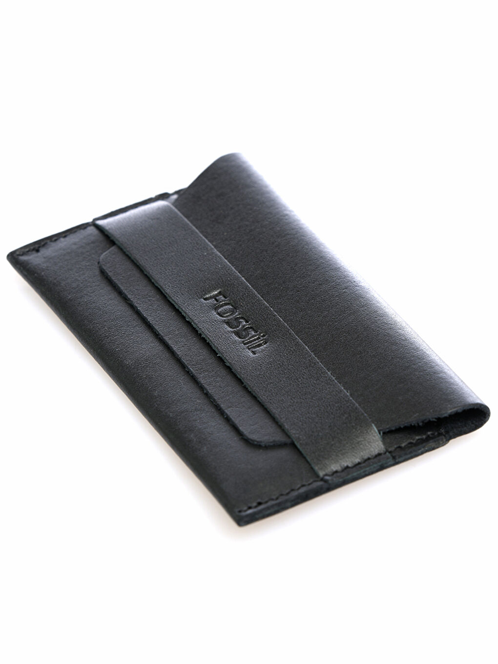 Siyah Fossil Hakiki Deri Erkek Kartlık