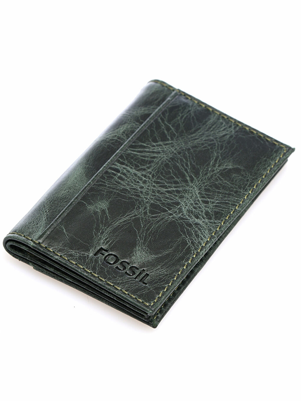 Yeşil Fossil Hakiki Deri Erkek Kartlık-1