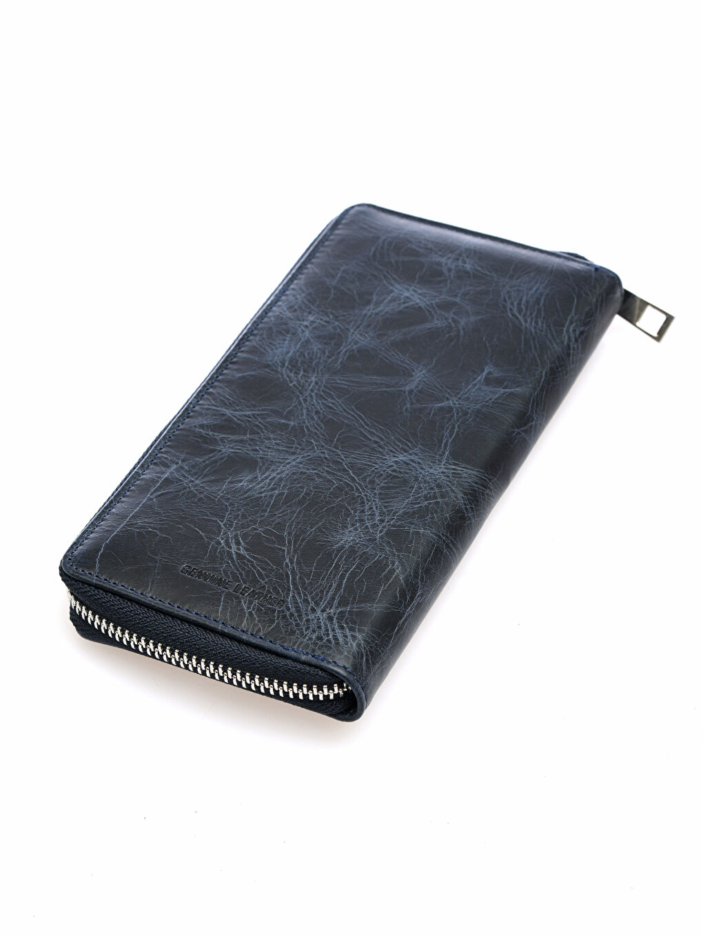 Lacivert Fossil Hakiki Deri Fermuarlı Erkek Cüzdan-1