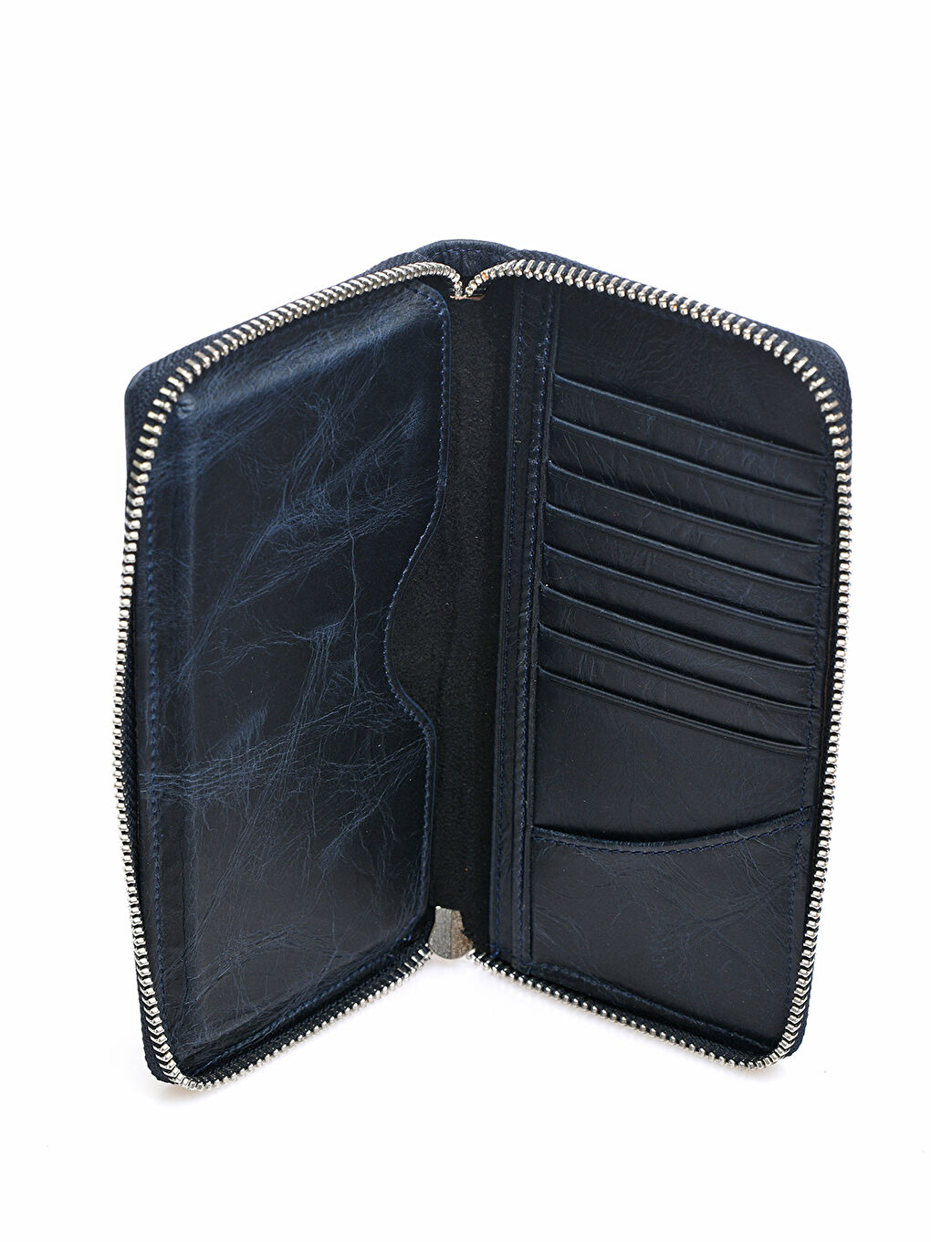 Lacivert Fossil Hakiki Deri Fermuarlı Erkek Cüzdan-2