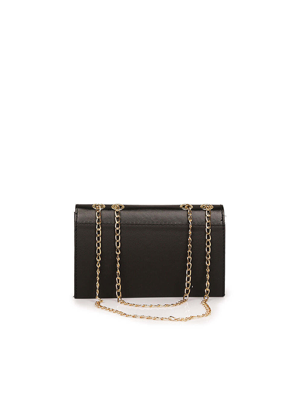 Siyah Deri Görünümlü Zincir Askılı Kadın Omuz Çantası-2