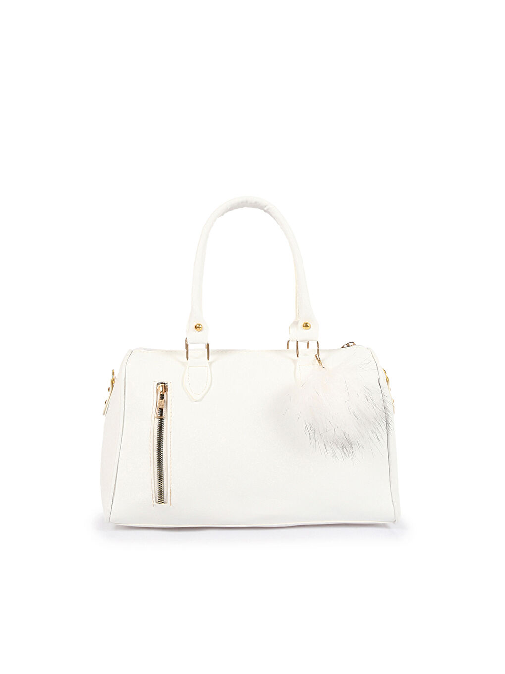 Beyaz Deri Görünümlü Kadın Omuz Çantası