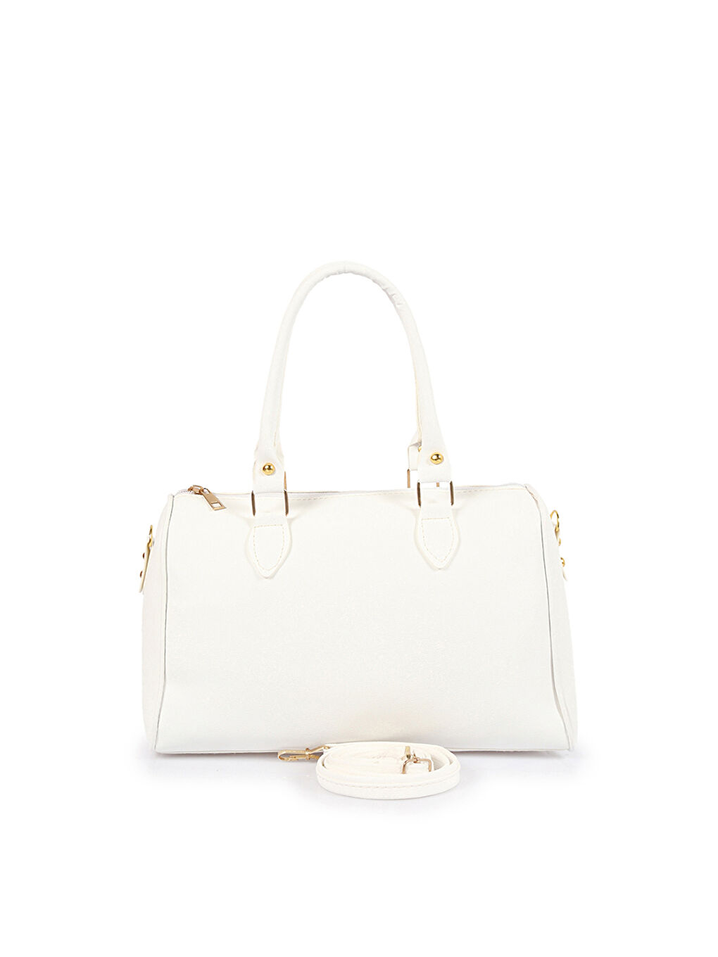 Beyaz Deri Görünümlü Kadın Omuz Çantası-2