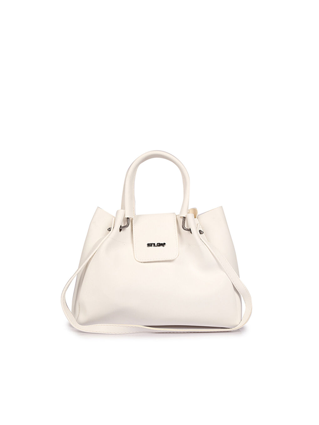 Beyaz Deri Görünümlü Kadın Omuz Çantası