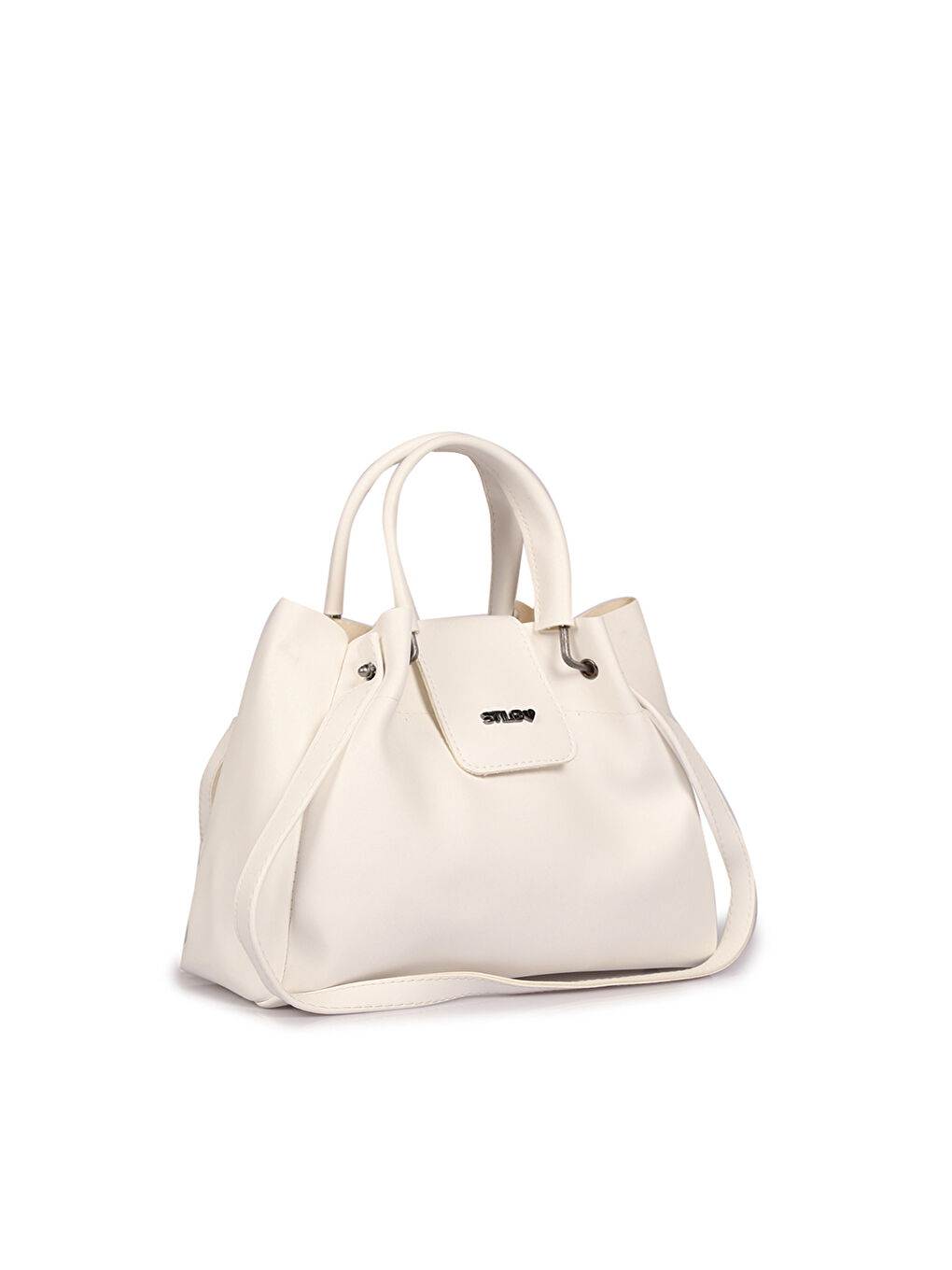 Beyaz Deri Görünümlü Kadın Omuz Çantası-1