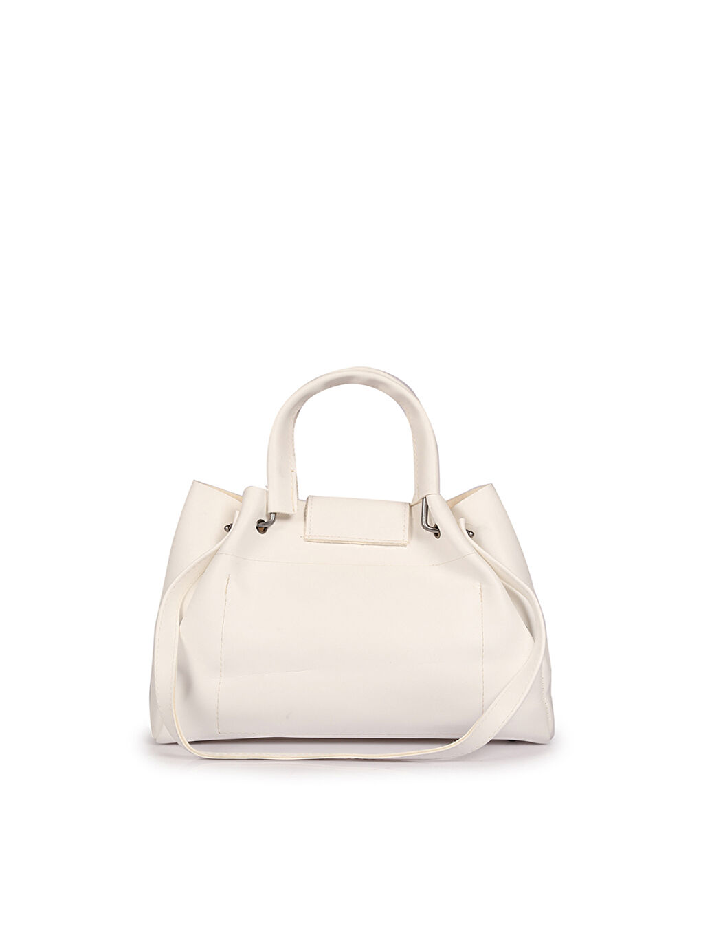 Beyaz Deri Görünümlü Kadın Omuz Çantası-2