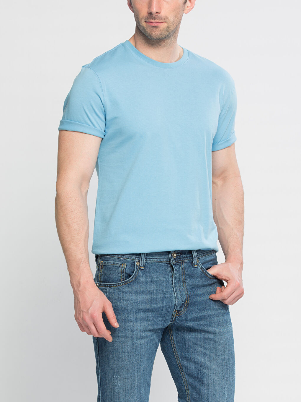 Mavi Bisiklet Yaka Basic Kısa Kollu Pamuklu Tişört