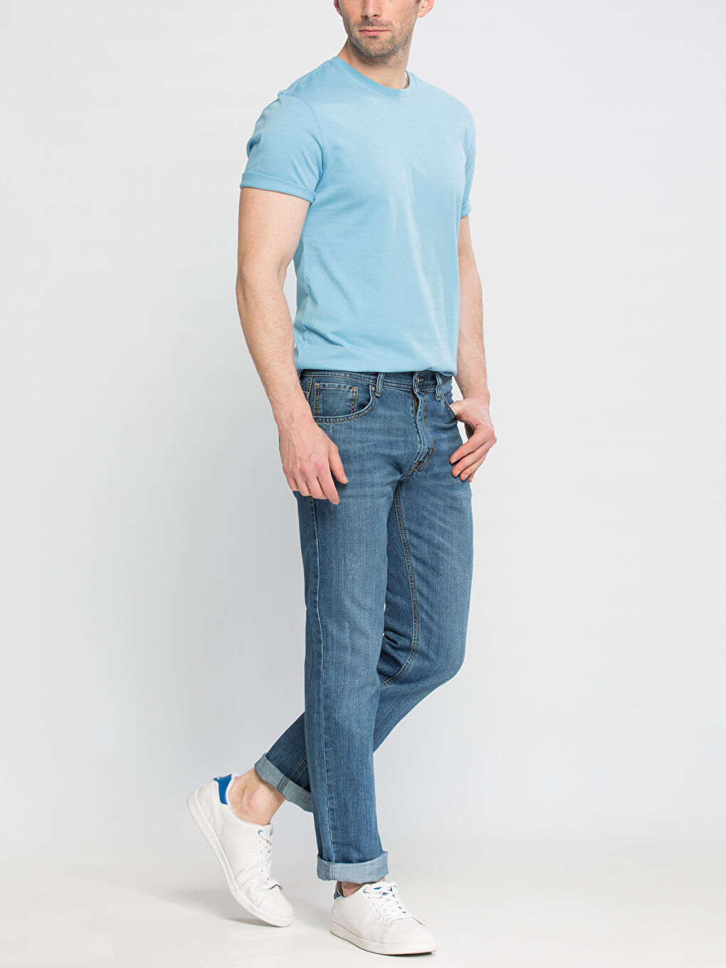 Mavi Bisiklet Yaka Basic Kısa Kollu Pamuklu Tişört-2