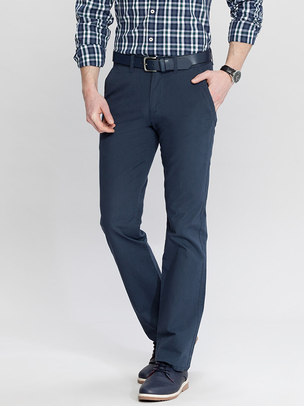 İndigo Standart Kalıp Chino Pantolon