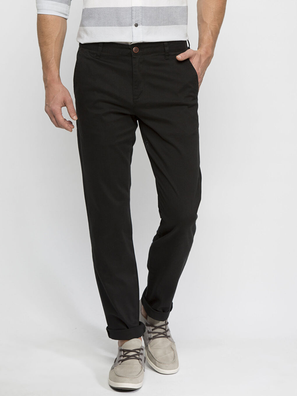Siyah Slim Fit Erkek Chino Pantolon