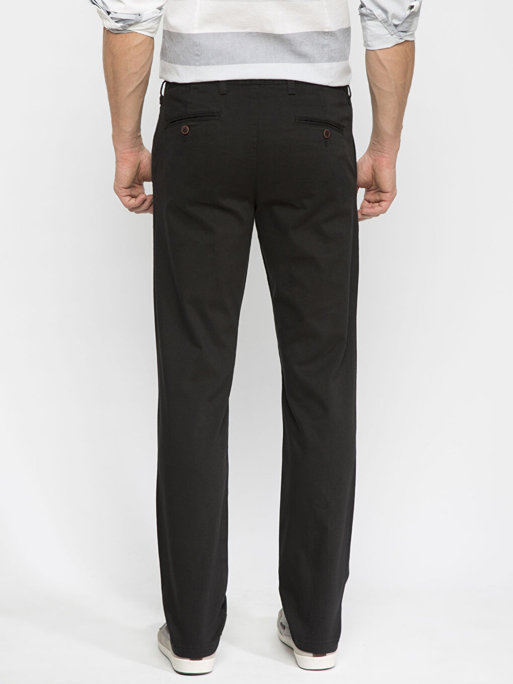 Siyah Slim Fit Erkek Chino Pantolon-1