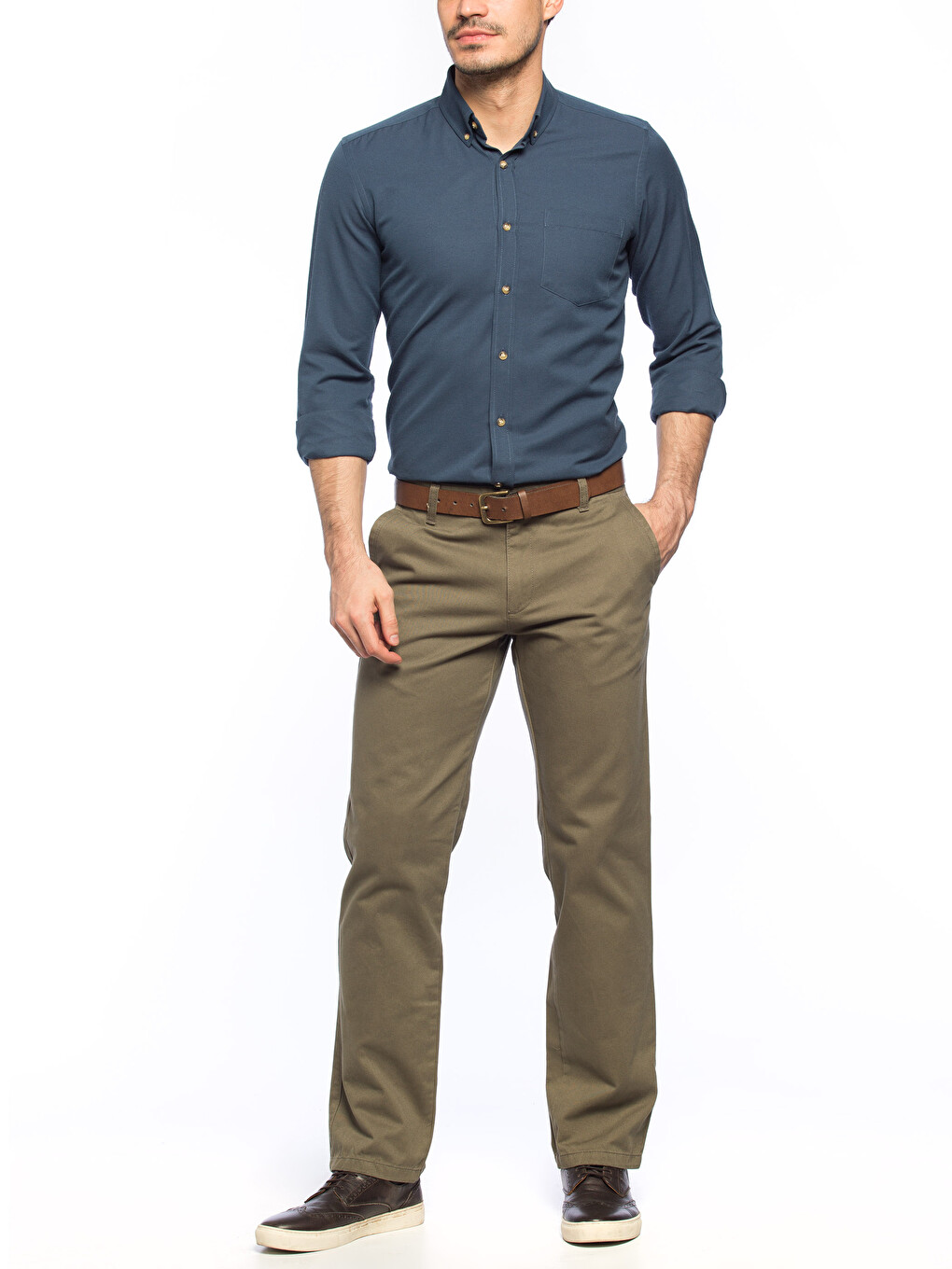 Pantalon chino Kaki Homme-2
