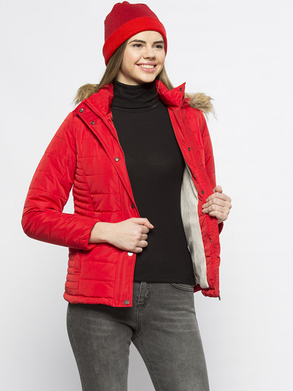 Zengin Kırmızı Şişme Mont-1