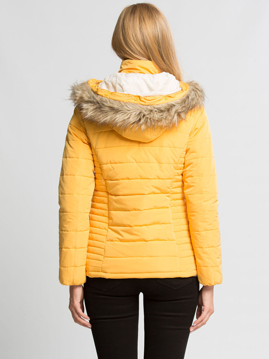 Koyu Sarı Şişme Mont-2