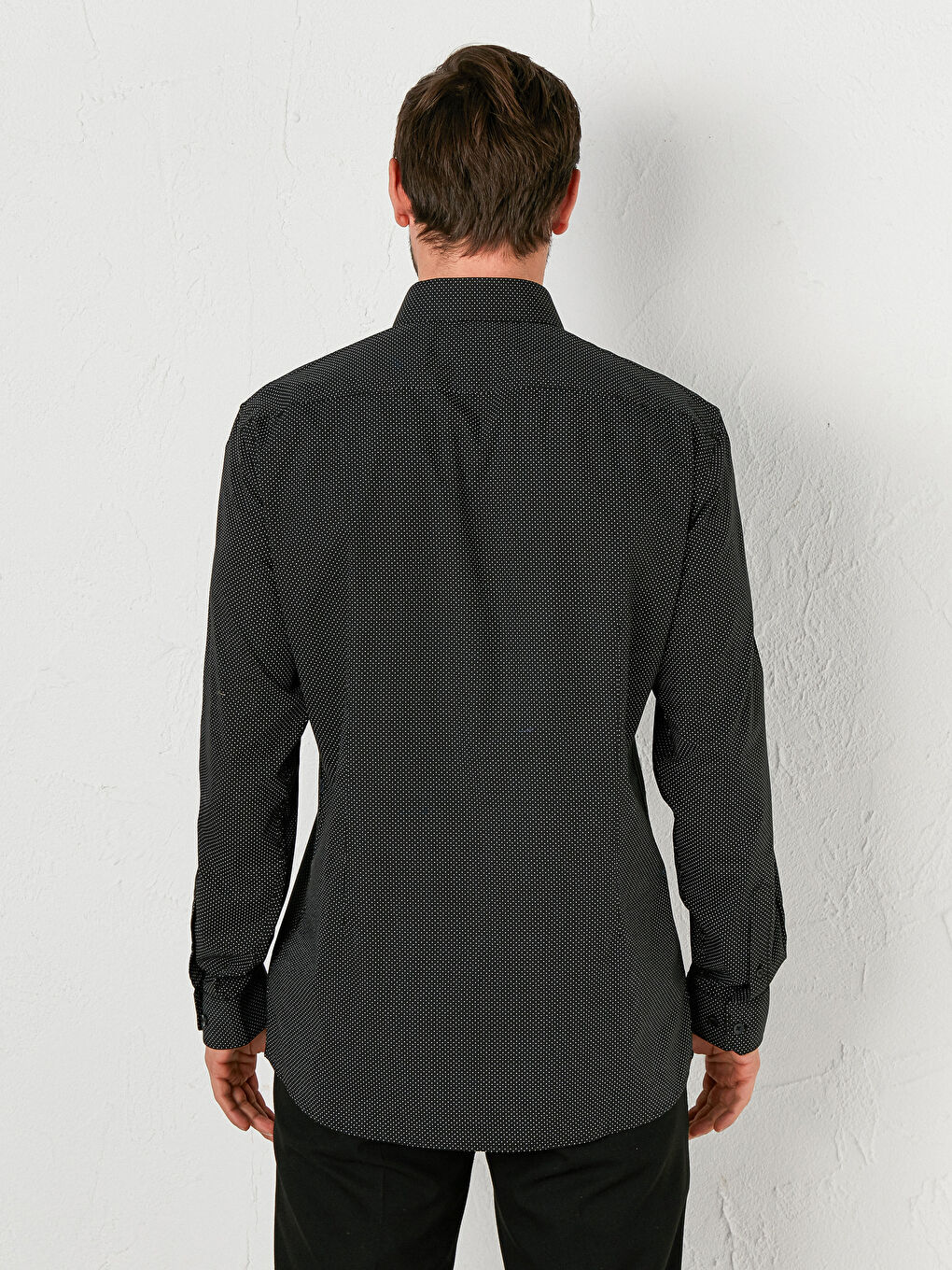 قميص بوبلين مطبوع كم طويل بقصة رفيعة-4