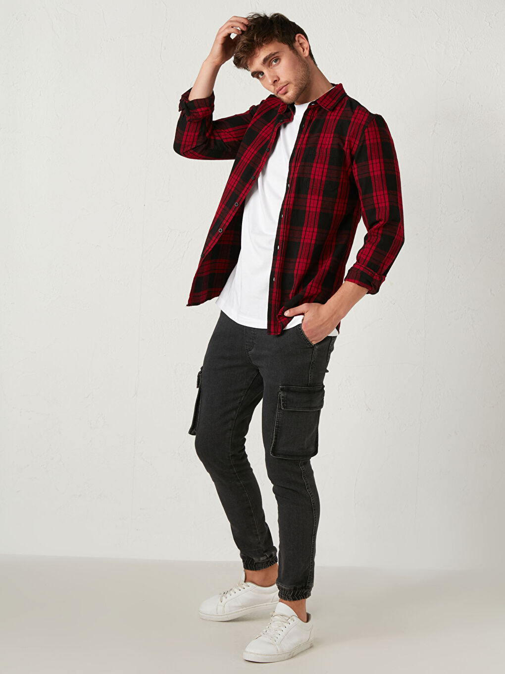 ექსტრა სლიმ ფიტი პლედის გრძელმკლავიანი ფლანელის პერანგი-3