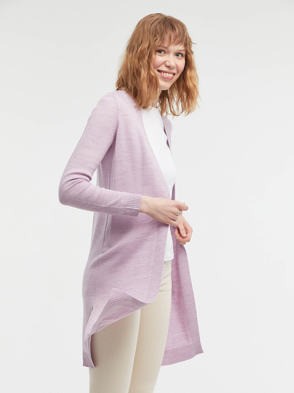 Long Sleeve Plain Knitwear Basic Cardigan