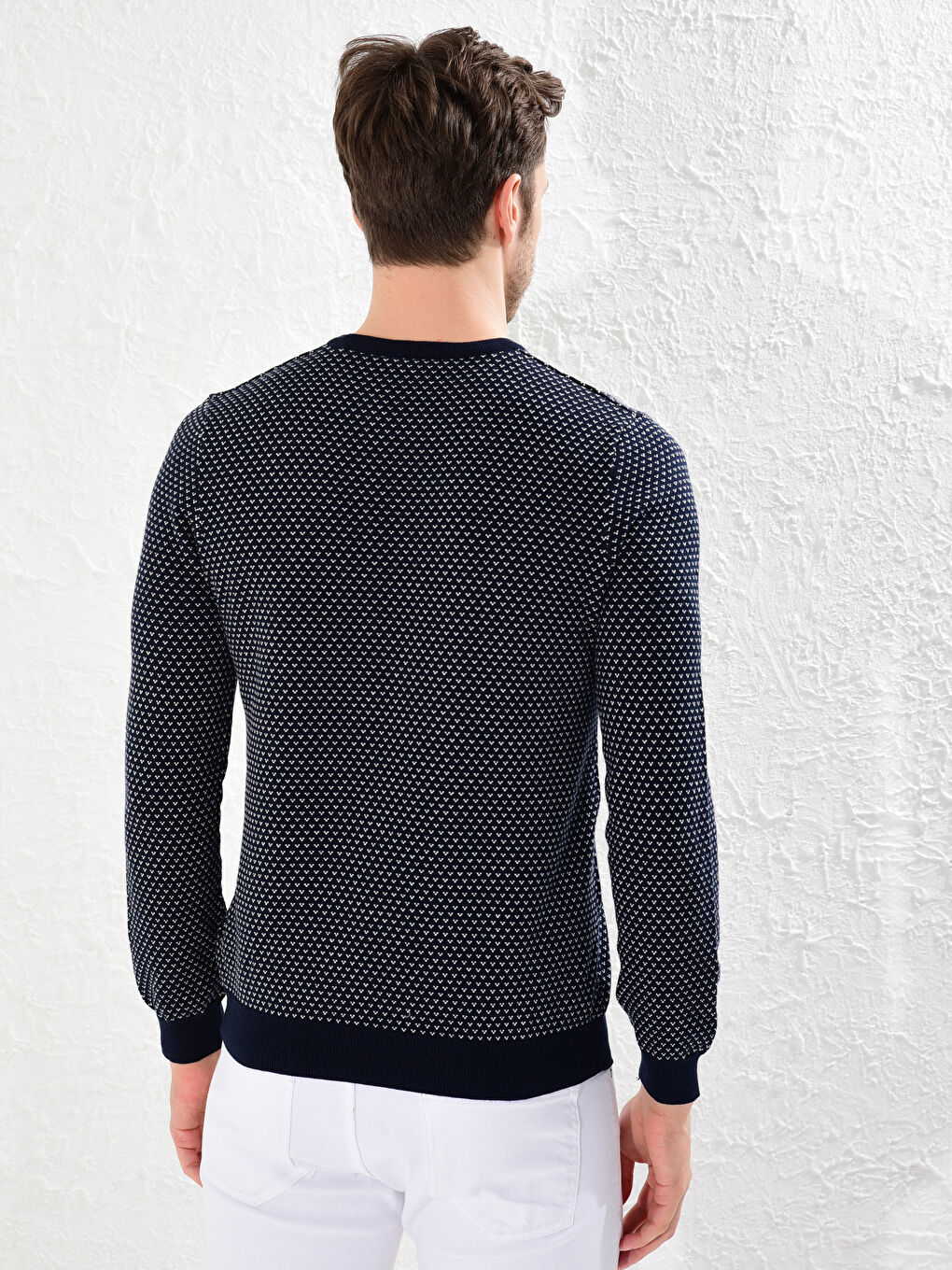 LCWAIKIKI Classic Crew Neck Figured Lightweight Tricot Jumper -8W2666Z8-JHE