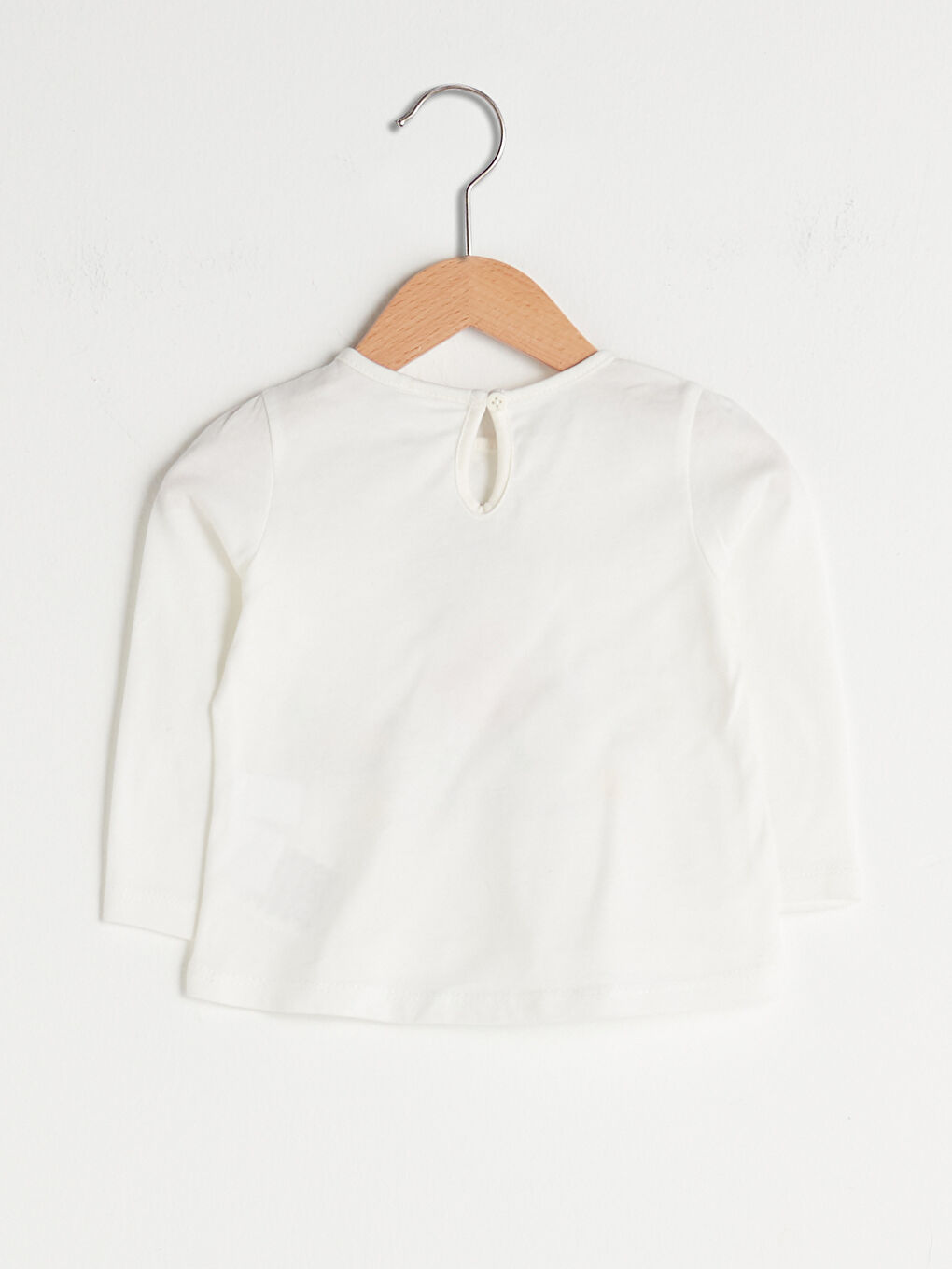 تيشيرت بناتي رضع قطن مطبوع بأكمام طويلة ورقبة دائرية-2