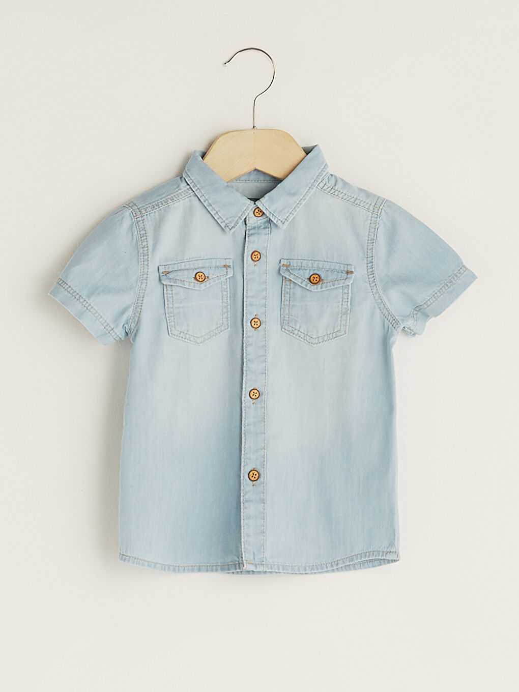 İndigo Kısa Kollu Basic Erkek Bebek Jean Gömlek