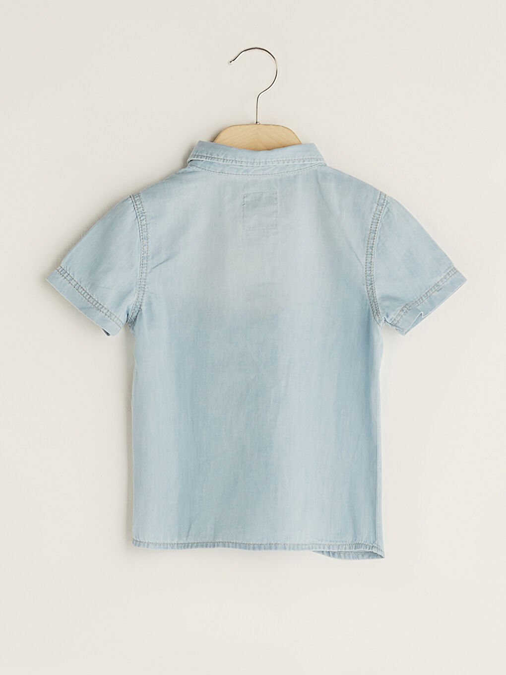 İndigo Kısa Kollu Basic Erkek Bebek Jean Gömlek-1