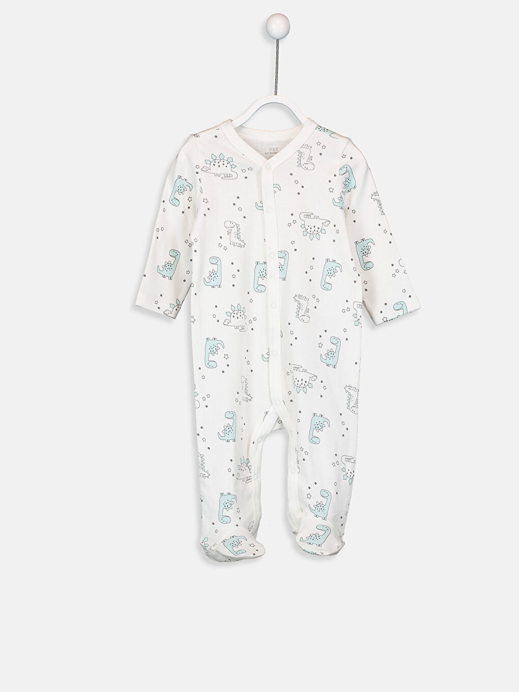 Ekru Yenidoğan Pamuklu Patikli Tulum-1