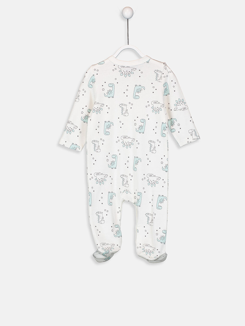 Ekru Yenidoğan Pamuklu Patikli Tulum-2