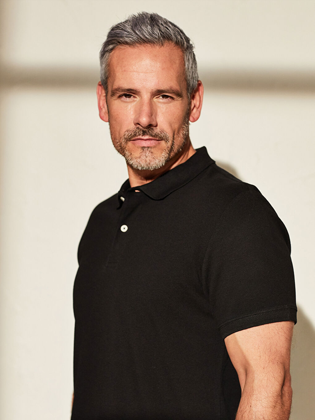 Siyah Polo Yaka Kısa Kollu Pike Erkek Tişört-6