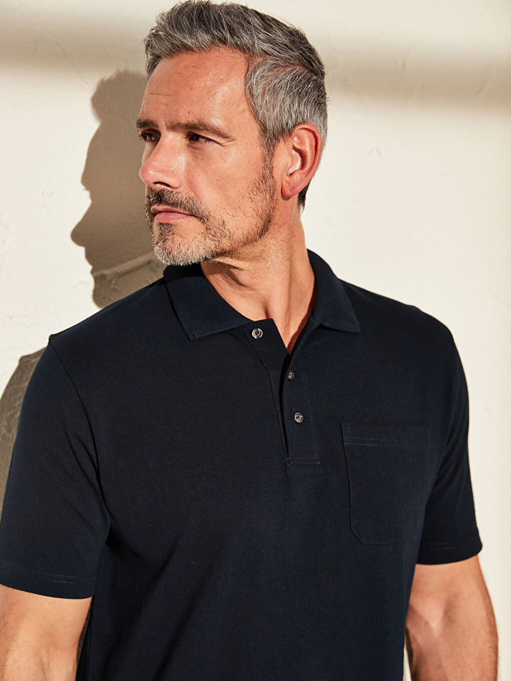 Siyah Polo Yaka Kısa Kollu Pike Erkek Tişört-7