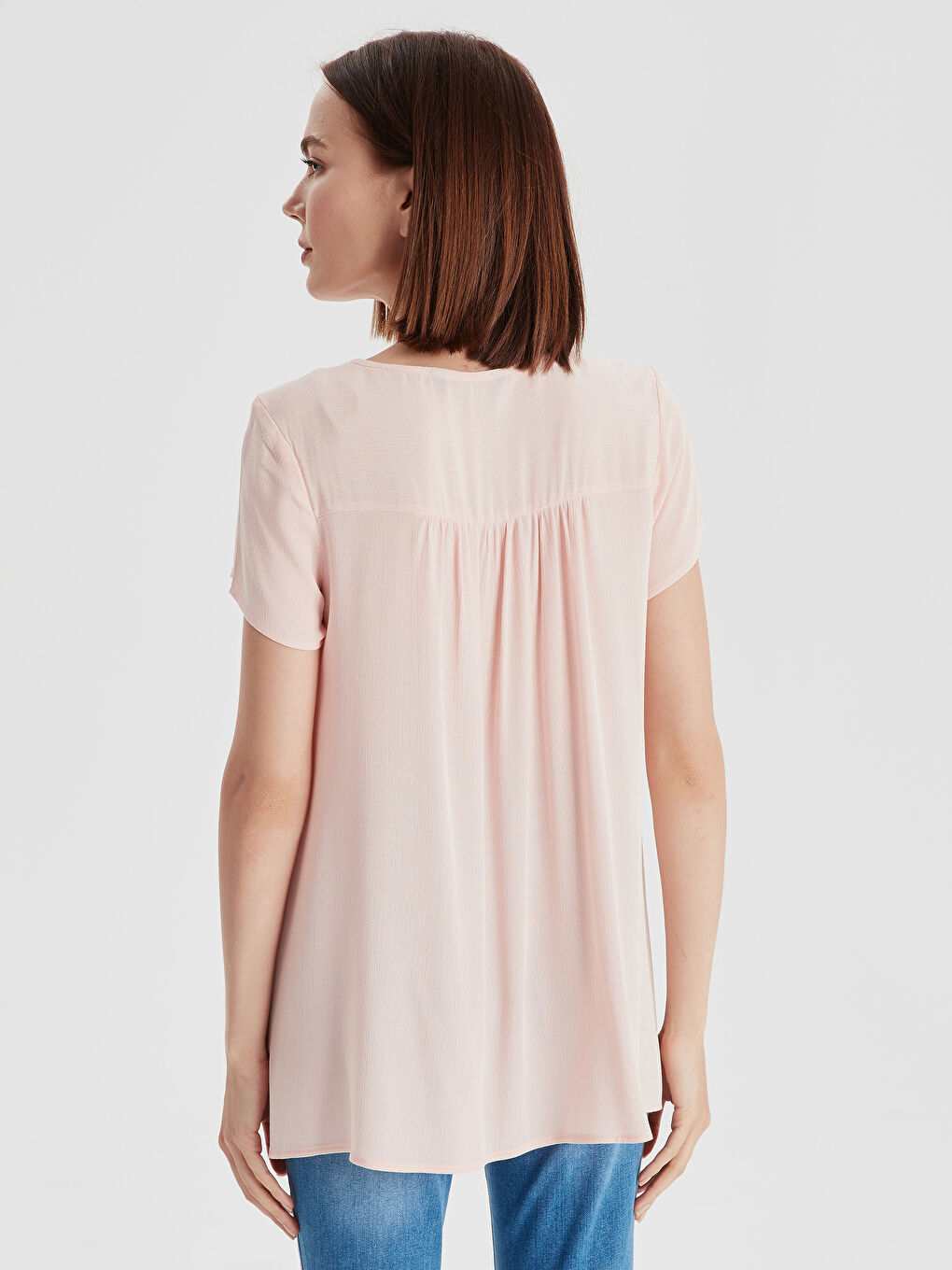 Square Collar Short Sleeve Women's Blouse-2