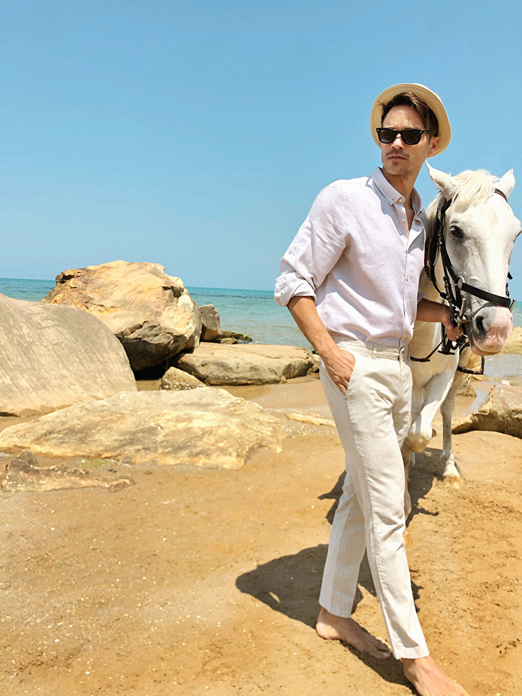 Gri Slim Fit Karışımlı Bilek Boy Pantolon-7