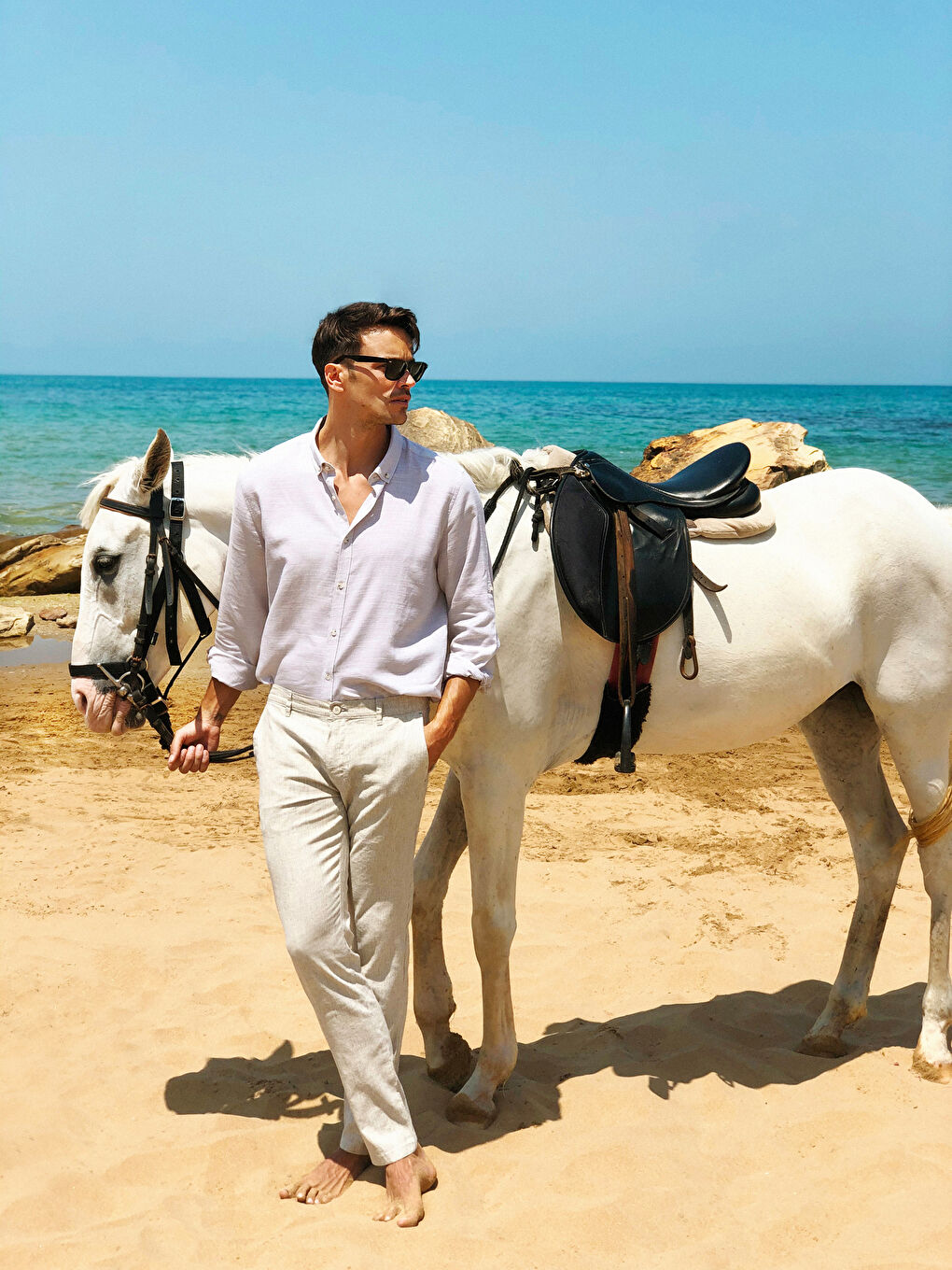 Gri Slim Fit Karışımlı Bilek Boy Pantolon-1